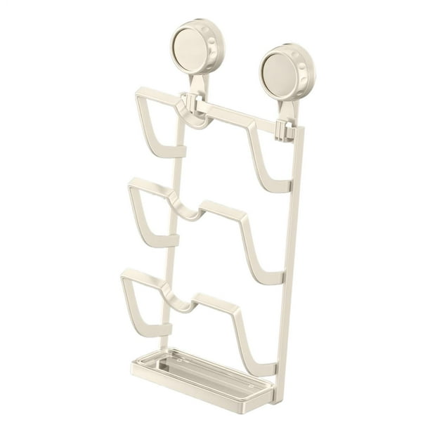 Organizador de tapas de ollas de pared, resistente al óxido, único, con ventosas. Blanco