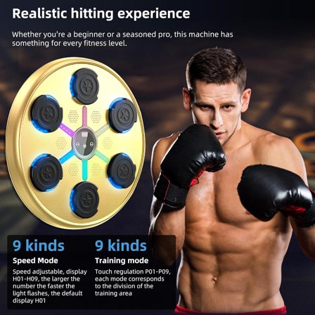 Second Generation Music Boxing Machine with Boxing Gloves, Boxing Machine Wall Mounted Music, Smart Bluetooth Music Boxing Trainer with Gloves, Music Boxing Machine for Adults, Indoor and Gym