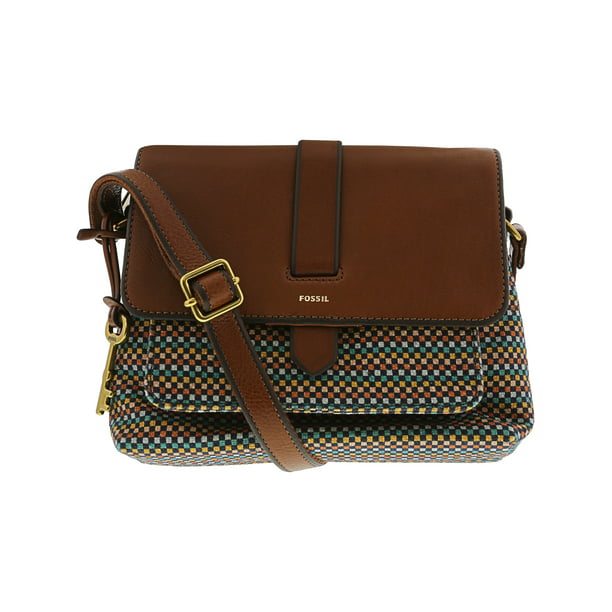 Fossil - Fossil Women&#39;s Small Kinley Crossbody Leather Cross Body Bag Satchel - Teal / Brown ...