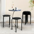 thumbnail image 2 of VINGLI 17.7in Plastic Stackable Stools Portable Stacking Chairs Nesting Stool Decoration Round Stools Pack of 6 for Home Outdoor Indoor Office, Black, 2 of 12