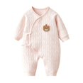 thumbnail image 2 of Busydd Cotton Newborn Rompers 0-6 Months Casual Cozy Long Sleeve Infant Romper Fashion Cute Side Tie Jumpsuit, 2 of 8