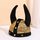 thumbnail image 2 of Casco vikingo, gorro de tela dorada y negra para adultos y niños, 2 of 3