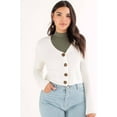 thumbnail image 3 of White Mossy Cropped Cardigan - Women's Button-Up Knit Sweater, 3 of 4