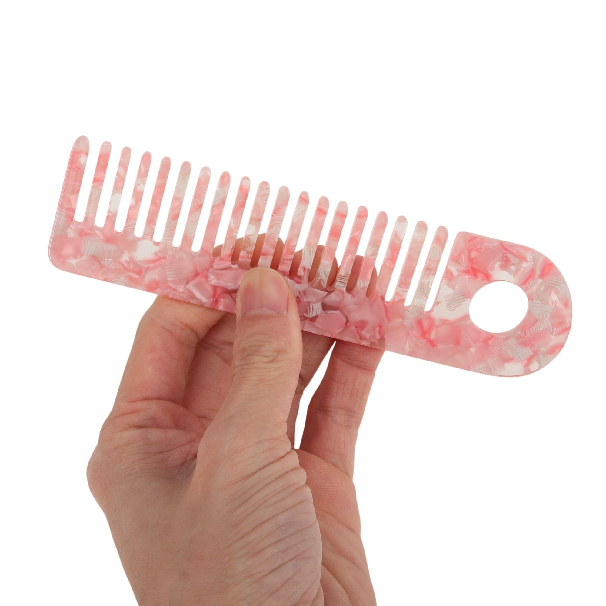 Unique Bargains 1 Pc Stylish  Exquisite Marble Pattern Hair Comb for All Hair Types Pink