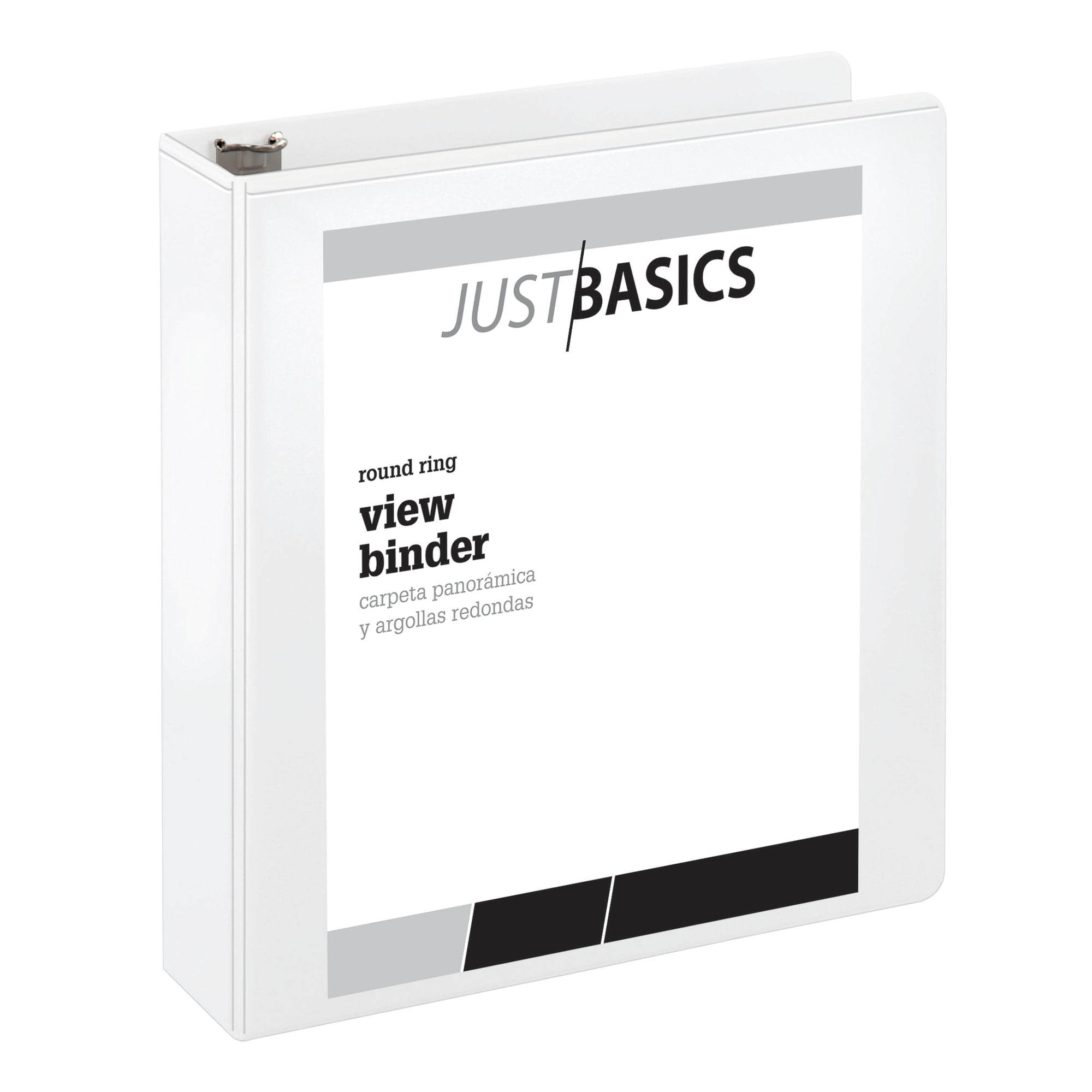 Just Basics Basic Round-Ring View Binder, 2' Rings, 61% Recycled, White