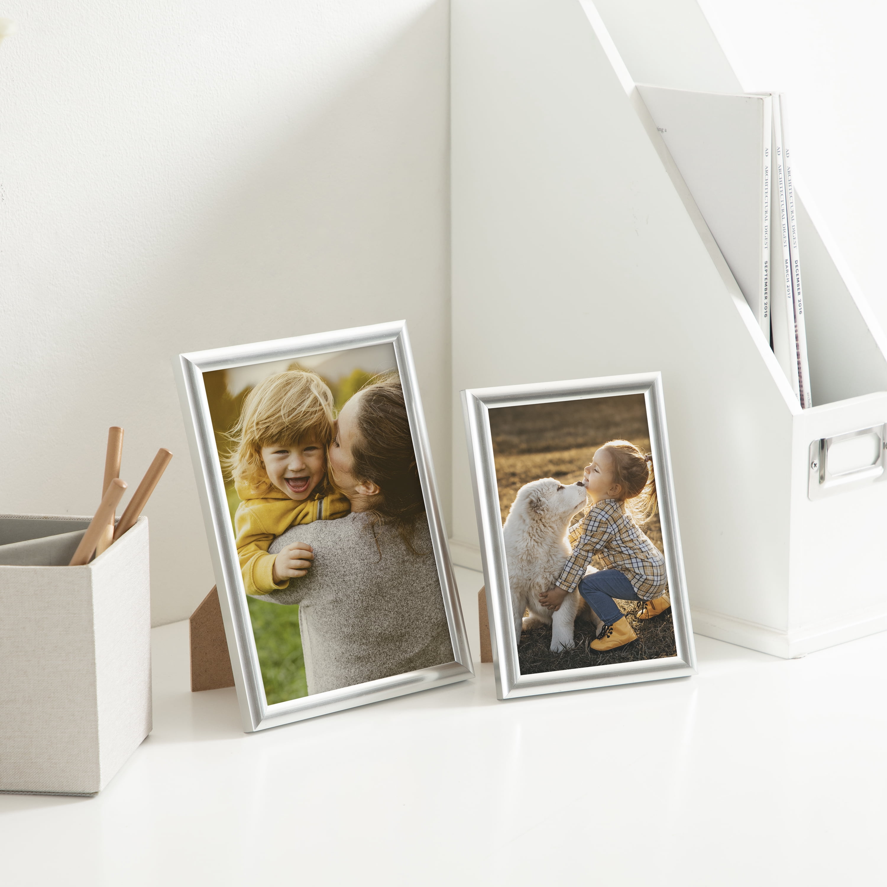 (3 pack) DesignOvation 5x7 Linear Silver Decorative Tabletop Picture Frame