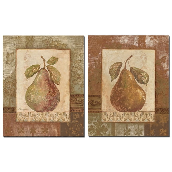 Rustic Pears I - Lovely, Retro Pear Set; Two 8X10 Poster Prints
