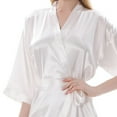 thumbnail image 4 of FRSASU Women's Pajama Dress Solid Color Home Wear V-neck Belt Half Sleeve Pajama Dress White 10(XL), 4 of 5