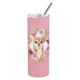 thumbnail image 2 of 20 oz Chihuahua Pink Flowers Double Walled Stainless Steel Skinny Tumbler, 2 of 2