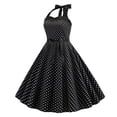thumbnail image 4 of DHFJKG Dresses For Women Polka Dot Vintage 1950s Retro Swing Party Dress Halter Flowy A Line Midi Stylish Dresses, 4 of 5