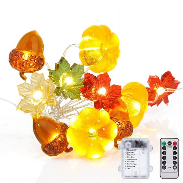 Pumpkin Maples Acorns String Lights Fall Decor for Fall Autumn Halloween Thanksgiving Home Party