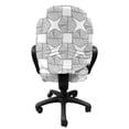 thumbnail image 3 of Geometric Office Chair Slipcover, Illustration of Squares and Stars Connected by Streaks Drawn by Hand, Protective Stretch Decorative Fabric Cover, Standard Size, Dark Grey and White, by Ambesonne, 3 of 5