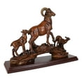 thumbnail image 3 of Rustic Country Bighorn Sheep Ram With Lambs On Rock Faux Mahogany Wood Figurine, 3 of 9