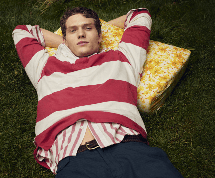 Free Assembly Men's Striped Cotton Rugby Shirt with Long Sleeves, Sizes S-3XL