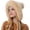 Beige Solid, variant on Women Winter Peruvian Cover Ears Beanie Hat Ear Flaps Sherpa Ski Snow Hats Knit Fleece Lined 3 Pom Pom