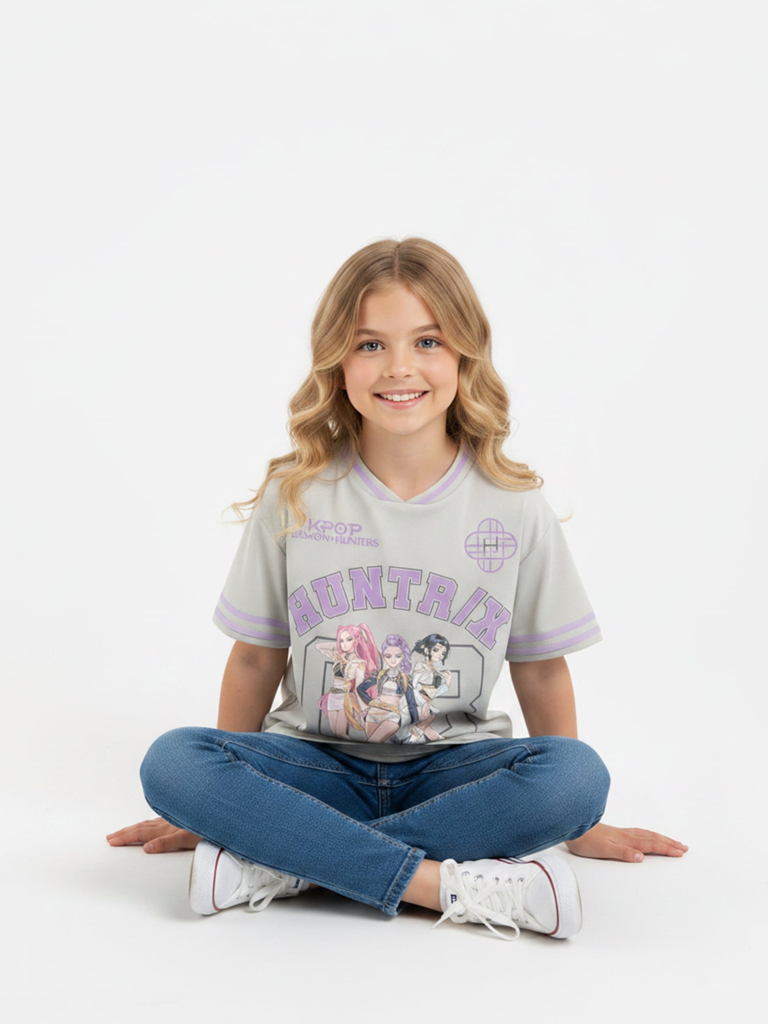 K-Pop Demon Hunters, Girls' & Big Girls' Graphic Jersey Tee, Huntrix Derby Core, Sizes 4-16
