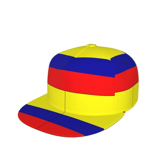 Colombian Flag Flat Brim Trucker Cap Adjustable Snapback Hat For Men Women
