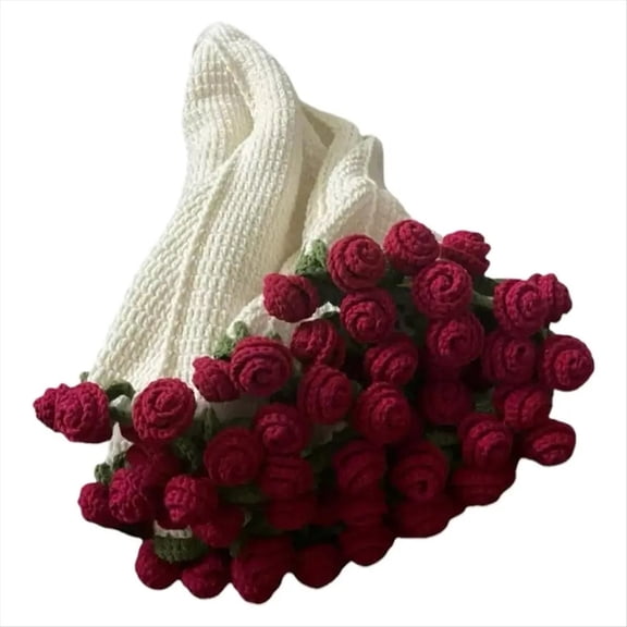 Flower Bouquet Blanket Handmade Foldable Soft Roses Beginner-Friendly Throws for Home Mother'S Day Wedding
