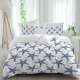 thumbnail image 2 of Navy Blue Beach Starfish Duvet Cover Set, Summer Ocean Nautical Coastal Soft Duvet Cover Queen Size Bedding Set 4 Pieces, 1 Quiltcover and 2 Pillowcases with Zipper, 1 Bed Sheet for All Seasons, 2 of 9