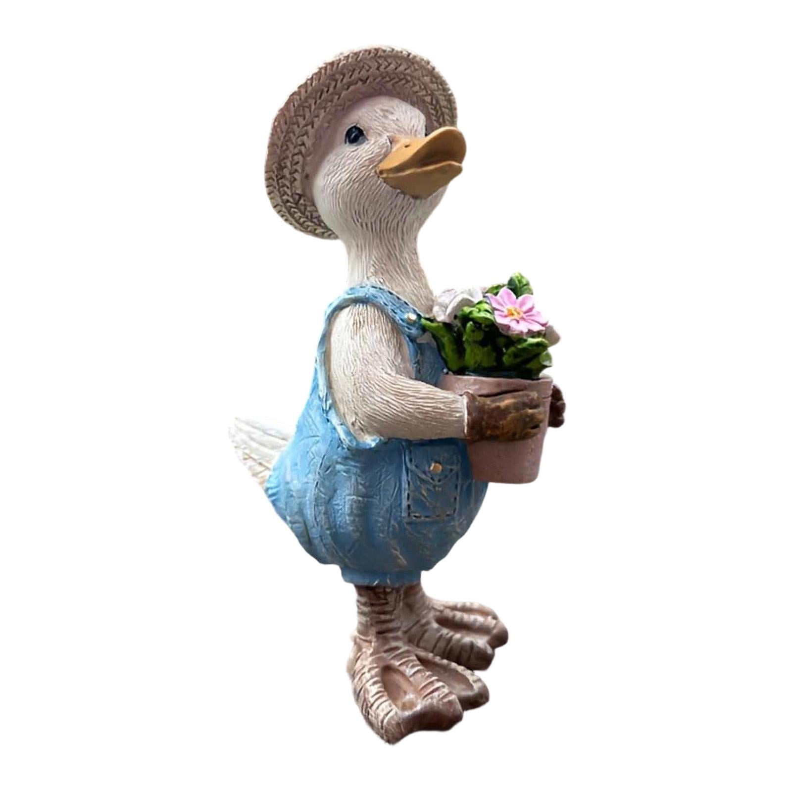 Nishiyuenyi Garden Miniature Figurine Animal Sculpture Desktop Bedroom Porch Duck Statue with Pot