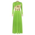 thumbnail image 5 of Vestido de baile litúrgico de manga larga para mujer, trajes de adoración metálicos brillantes, vestido de fiesta de graduación con apliques de manga larga, 5 of 5