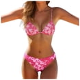 thumbnail image 2 of mgoYE Polka Dot Bikini Set, Black and White, Triangle Halter Top with Tie Side Bottom, Two Piece Swimsuit(Pink,L), 2 of 9