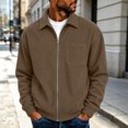 thumbnail image 5 of Mens Corduroy Bomber Jacket with Pocekts Full Zip Lapel Long Sleeve Lightweight Casual Shirt Jacekt Khaki XL, 5 of 8