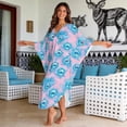 thumbnail image 3 of Xixirimido Blue Peacock Feather Pink Print Women’s Plus Size Beach Kaftan Dress V-Neck Batwing Sleeve Swimsuit Cover Up Flowy Caftan Dress for Pool, Cruise & Resort Wear, 3 of 7