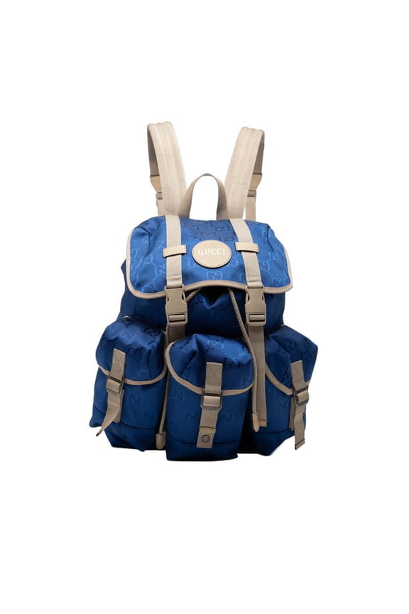 Pre-Owned Gucci GG Nylon Off the Grid Backpack 626160 Blue Beige Leather Women's GUCCI