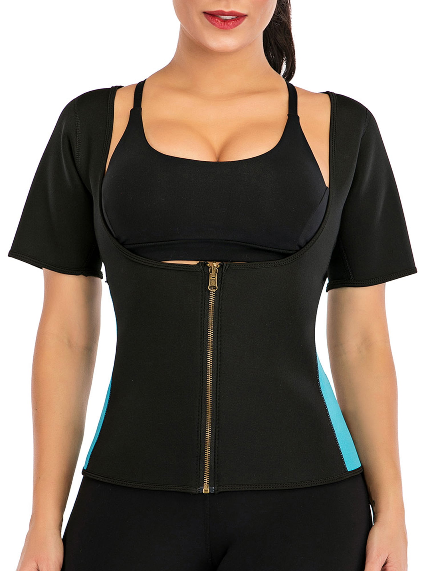 Women Sauna Sweat Waist Trainer Corset Workout Suit Body Shaper Vest with Zipper 