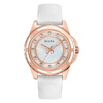 Bulova Women's Classic White Leather Strap Watch 98P119