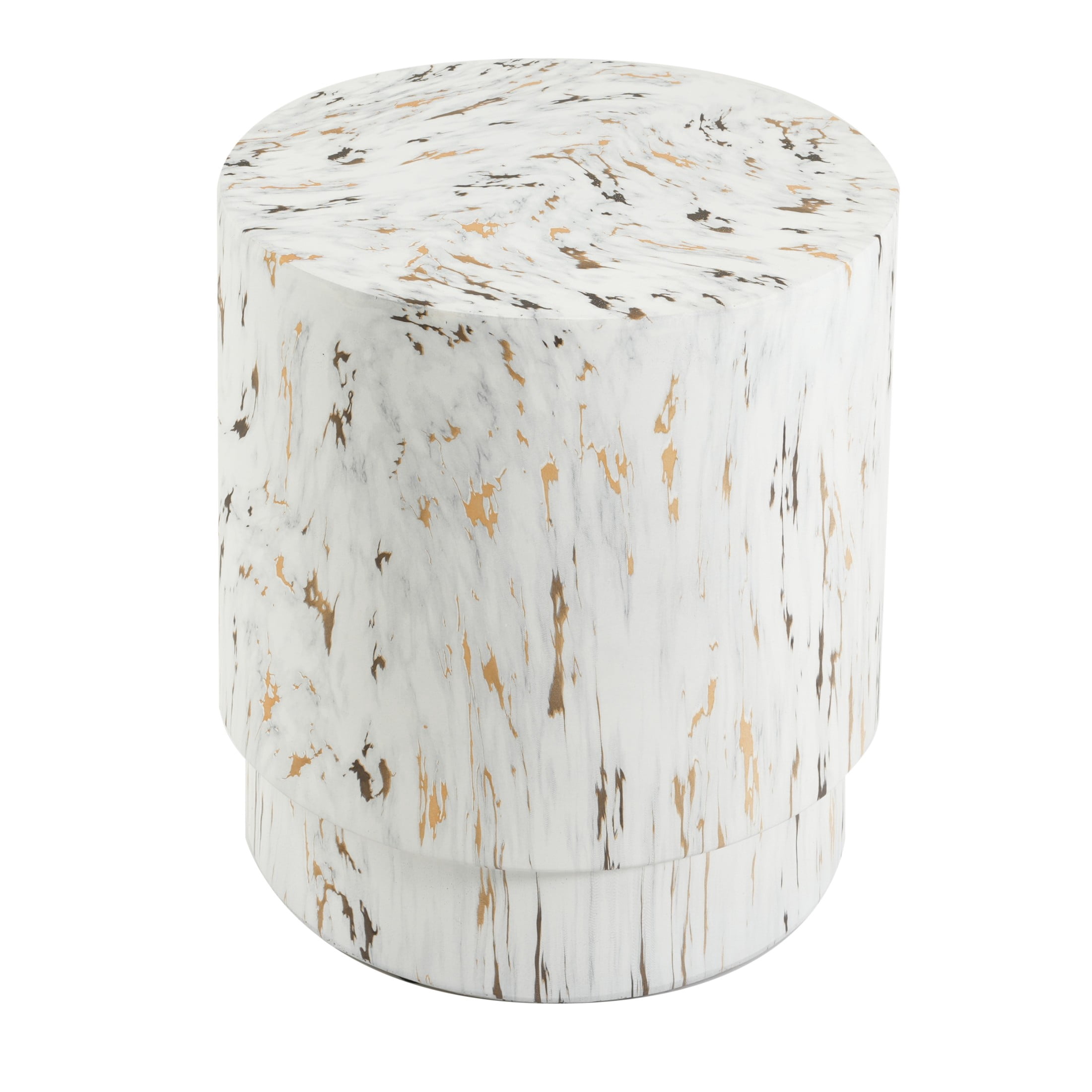 Christopher Knight Home Modern Lightweight MGO Accent Side Table with Drum Shape, Alabaster
