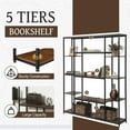 thumbnail image 5 of Harper & Bright Designs 5 Tier Bookcase Tall Bookshelf for Bedroom, Modern Rustic Storage Shelf with Metal Frame, Freestanding Display Accent for Living Room, Brown, 5 of 9
