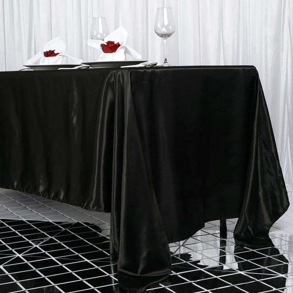 Efavormart 72x120" Rectangle BLACK Wholesale SATIN Tablecloth Banquet Linen Wedding Party Restaurant Tablecloth