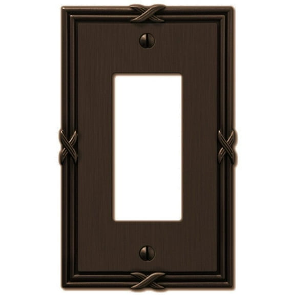 Amerelle 44RVB Ribbon and Reed 1 Rocker-GFCI Wallplate, Aged Bronze