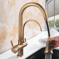 thumbnail image 3 of 3 Way Kitchen Faucet with Pull Out Spray Brass Antique Sink Faucet Hot and Cold Water Swivel Kitchen Sink Faucet-A, 3 of 5