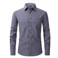 thumbnail image 2 of JTieacloth Mens Casual Shirts Men's Solid Color Long Sleeved Shirt Casual Fashion Business Men's Shirt Jacket(Gray,L), 2 of 6