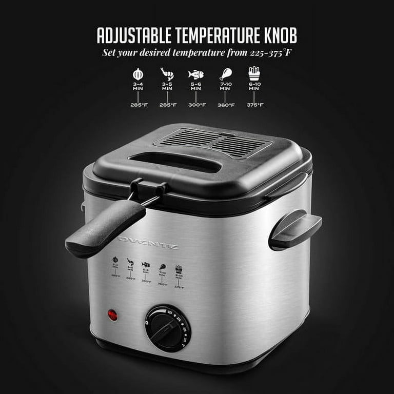 OVENTE Electric Deep Fryer 2 Liter Capacity, Viewing Window and Odor  Filter, New Silver FDM2201BR