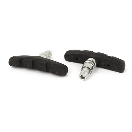 Black Replacement Brake Pad - 2 Pcs Soundless V-Brake Bike Brake Pads Replacement for Mountain Bicycle Silver Tone Black