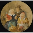 thumbnail image 2 of Jan Miense Molenaer 15x15 Black Ornate Wood Framed Double Matted Museum Art Print Titled - An Interior with a Man Holding a Flute, and Two Children Playing with Their Toys, 2 of 5