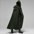 thumbnail image 2 of Penkiiy Cloak with Hood Men Clearance Men Patchwork Hooded Casual Party Retro Gothic Long Cloak Stage Outfit Army Green Cloak, 2 of 6
