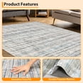thumbnail image 4 of FairOnly 8'x10' Linen Machine Washable Area Rugs for Kitchen Family Room Low Pile Stain-Resistant Rugs Blue and Grey Carpet, 4 of 7