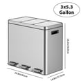 thumbnail image 4 of GOGRANT Kitchen Trash Can, 3 x 5.3 Gal Garbage Can, Stainless Steel Waste Bins for Recycling and Trash, 3 Compartments with Removable Inner Buckets, Step On Pedal, Quite-Close Lid, Silver, 4 of 7