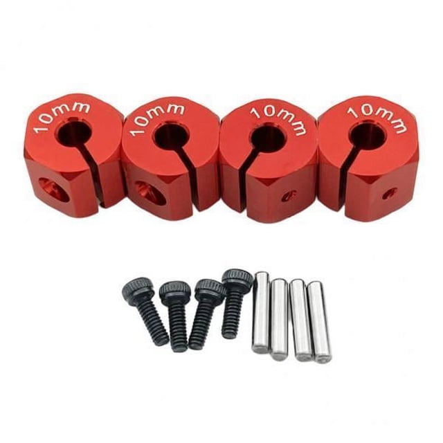 2x4x RC Hex Wheel Hubs Drive Adaptador para SCX10 CC01 1/10 RC Car 10mm Rojo 4 piezas