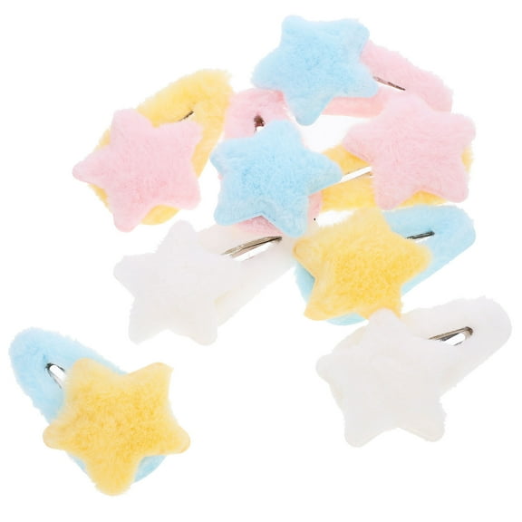 OUNONA 8Pcs Star Hair Clips Plush Small Snap Barrettes in Assorted Colors for Decoration