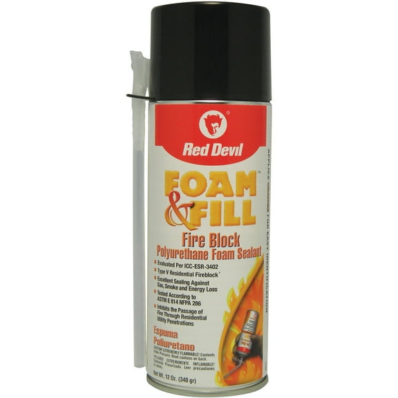 Red Devil 0915 Foam & Fill Fire Block Foam Sealant 12 Oz, Orange