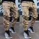 thumbnail image 3 of Pantalones cargo negros multibolsillos para hombre, estilo hip hop, para senderismo al aire libre, color blanco, talla grande, estilo Y2k, estilo emo oversize, 3 of 5