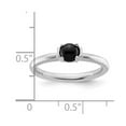 thumbnail image 2 of 2.5mm 925 Sterling Silver Prong set Stackable Polished Black Agate Ring Size 8 Stackable Ring for Women, 2 of 2