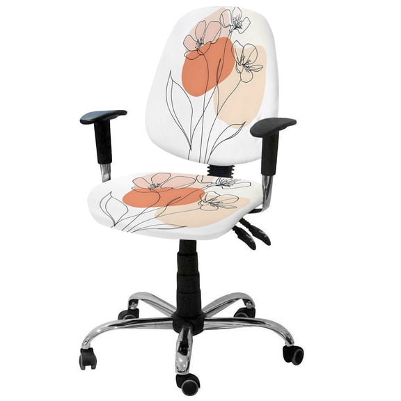 Abstract Floral Office Chair Covers Stretchable Tiny Flower Split Computer Desk Chair Cover Universal Spandex Chair Seat Covers Rotating Boss Arm Chair Slipcovers