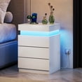 thumbnail image 3 of GALAXHERO Nightstand with Charging Station, LED Lights, Side Table with Sliding Top, 3 Drawers Bedside Table with Hidden Space, Modern End Table for Bedroom, Living Room, White, 3 of 9